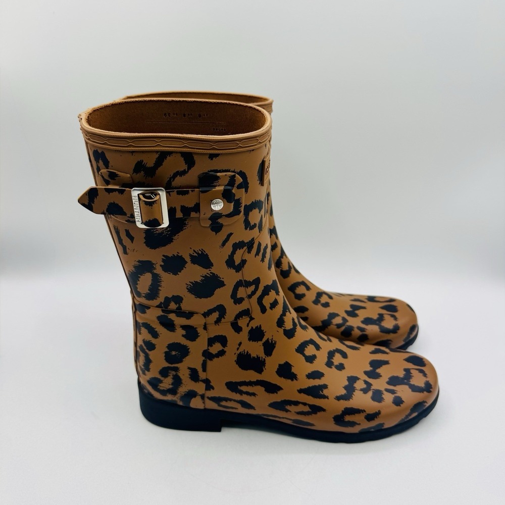 Hunter Original Refined Rain Boots Women's Size 8 Leopard Print Brown - Picture 16 of 16